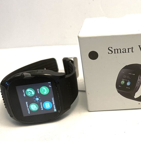 Smart Watch Black New in Box iPhone Android Compatible Bluetooth - Picture 1 of 7
